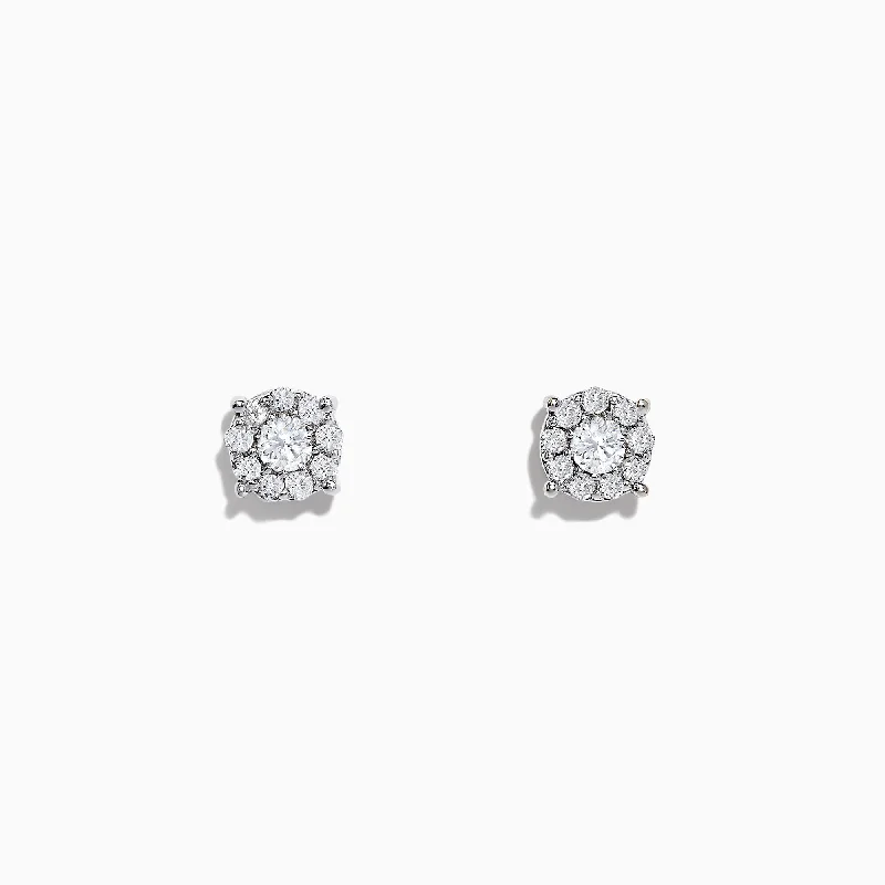 Bouquet 14K White Gold Diamond Cluster Stud Earrings, 0.93 TCW