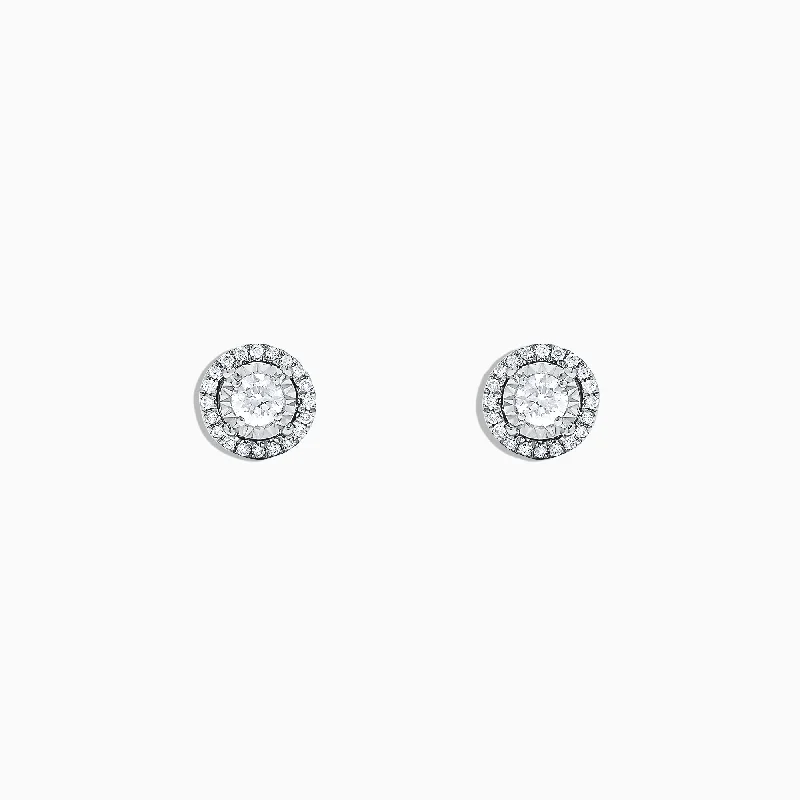 Pave Classica 14K White Gold Diamond Halo Stud Earrings, 0.35 TCW