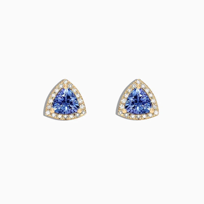 Nahla Siri 14K Yellow Gold Tanzanite and Diamond Stud Earrings, 1.19 TCW