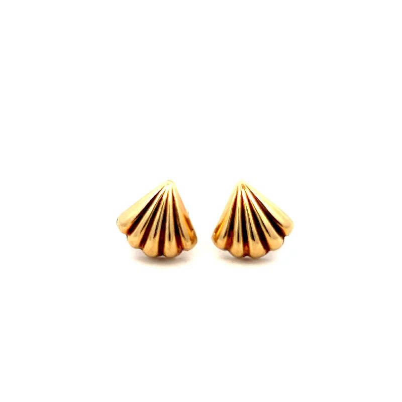 Estate 14K Yellow Gold Fan Stud Earrings