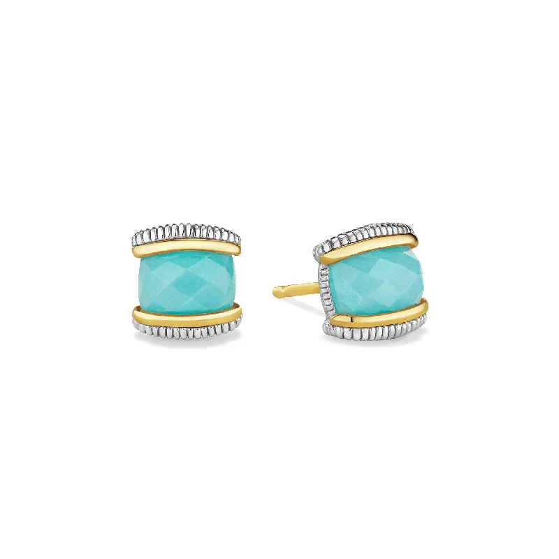 Eternity Stud Earrings with Amazonite and 18K Gold