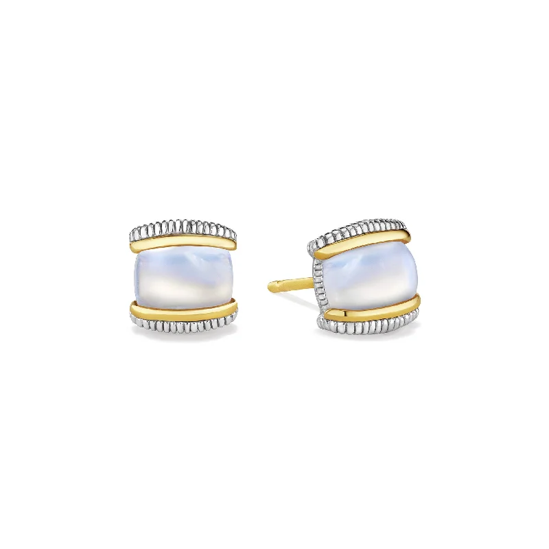 Eternity Stud Earrings with Rainbow Moonstone and 18K Gold