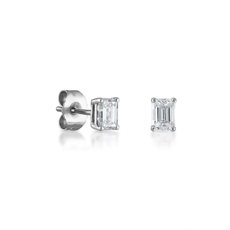 Emerald Cut Diamond Stud Earrings