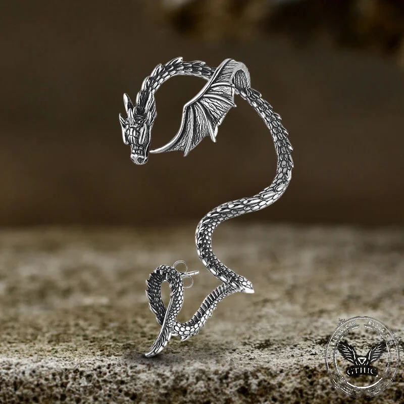 Flying Dragon Stainless Steel Stud Earrings