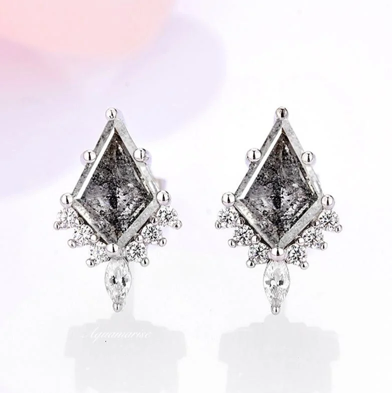 Skye Kite™ Galaxy Raw Salt & Pepper Diamond (Herkimer Diamond) Stud Earrings- 925 Sterling Silver