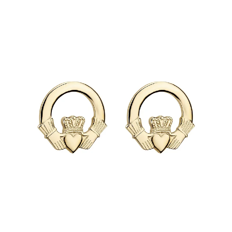 Gold Claddagh Stud Earrings