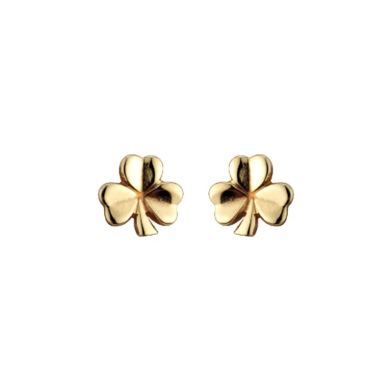 Tiny Gold Shamrock Stud Earrings