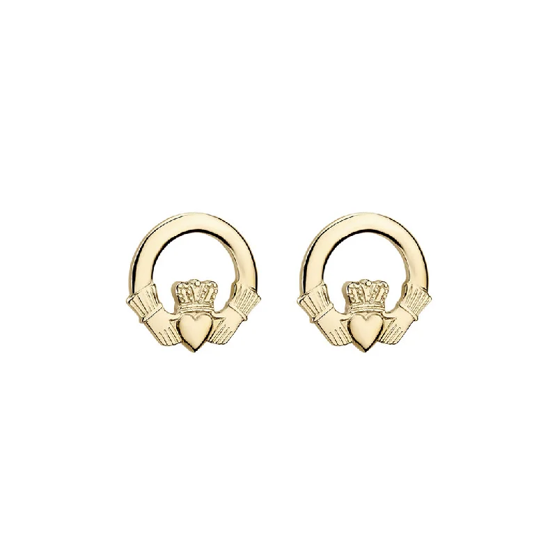 Gold Small Claddagh Stud Earrings