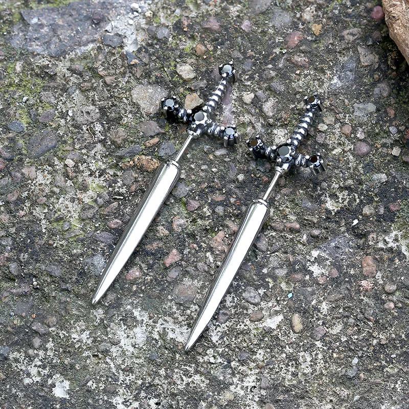 Gothic Sword Stainless Steel Stud Earrings