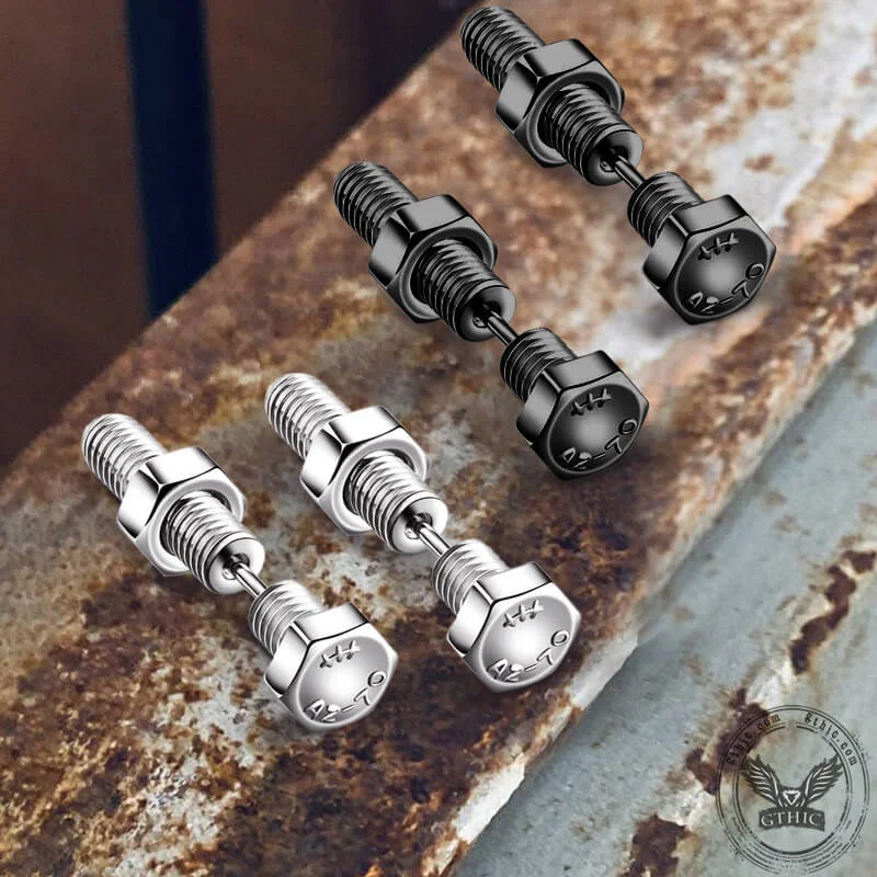 Hex Bolt Stainless Steel Screw Stud Earrings