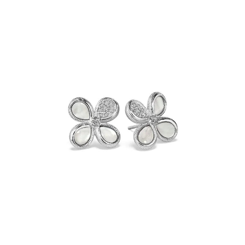 Jardin Stud Earrings with Mother of Pearl and Diamonds