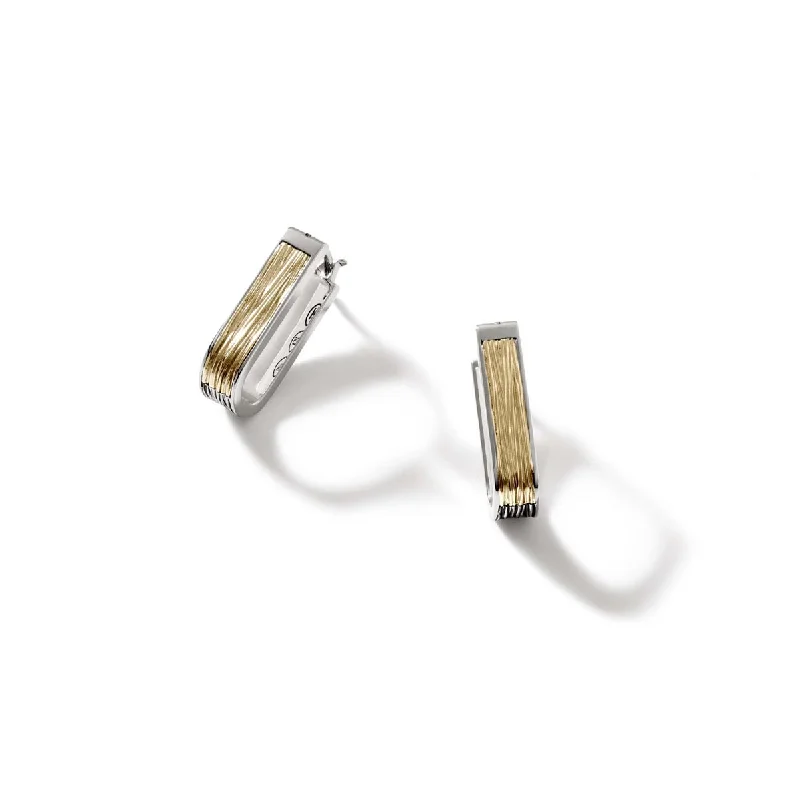 John Hardy Bamboo Collection Stud Earrings in Sterling Silver and 18kt Yellow Gold