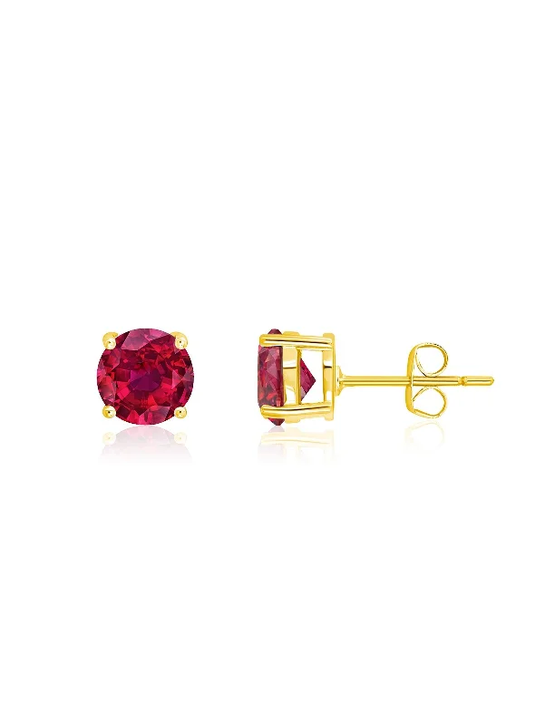 July Birthstone Stud Earrings in 18kt Yellow Gold Finish