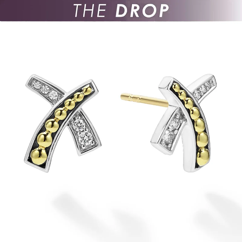 KSL The Drop Two-Tone X Diamond Stud Earrings