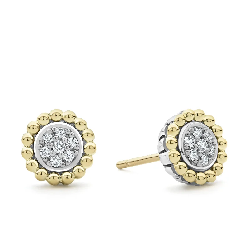 Lagos Caviar Lux Two Tone Diamond Stud Earrings