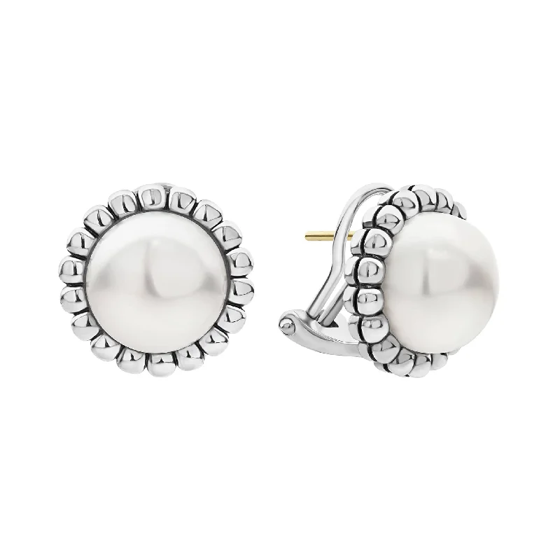 Luna Fluted Pearl Stud Earrings