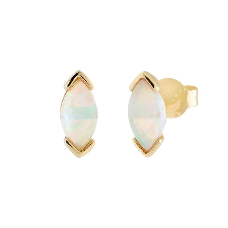 Parlé Marquise Australian Opal Stud Earrings in 14kt Yellow Gold