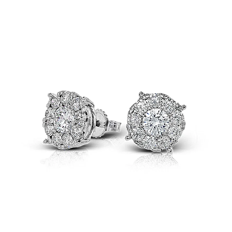 Stud Earrings (8.00mm) in 18k Gold with Diamonds