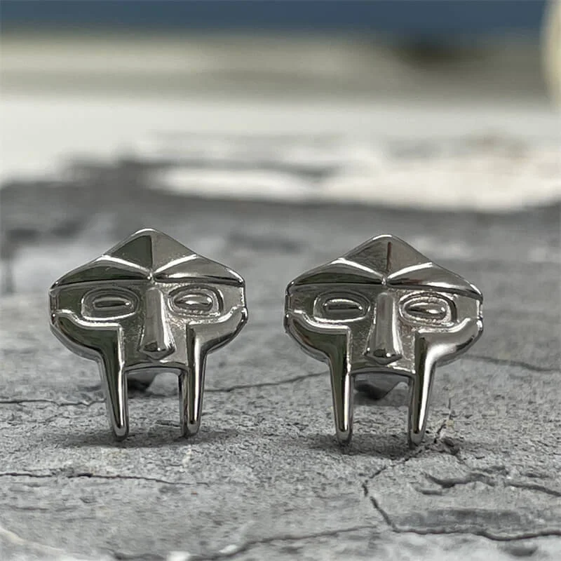 MF Doom Mask Stainless Steel Stud Earrings