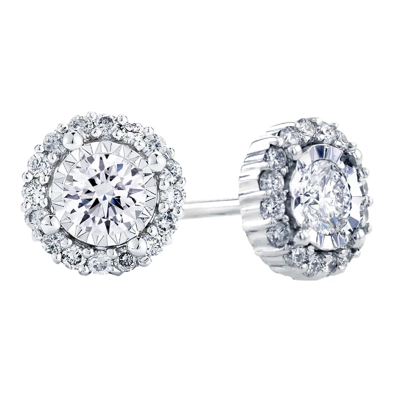 Mirage Halo Diamond Stud Earrings 1ct