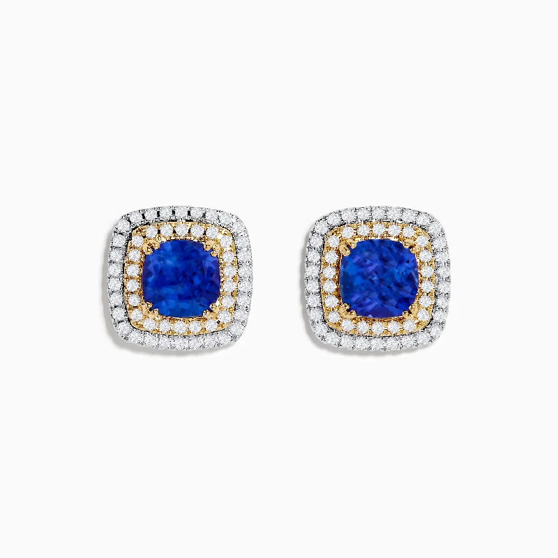 Nahla Siri 14K White & Yellow Gold Tanzanite and Diamond Stud Earrings