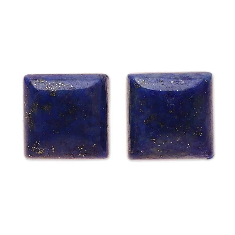 NOVICA Contemporary Corners, Lapis lazuli stud earrings - 0.3*0.3