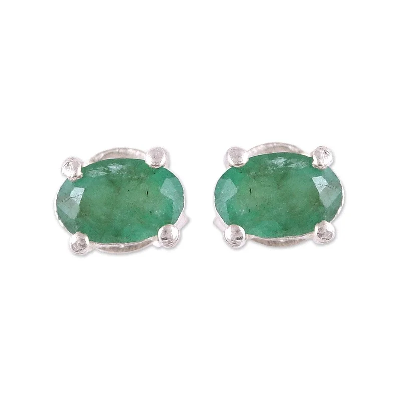 NOVICA Ravishing Green, Emerald stud earrings - 0.1