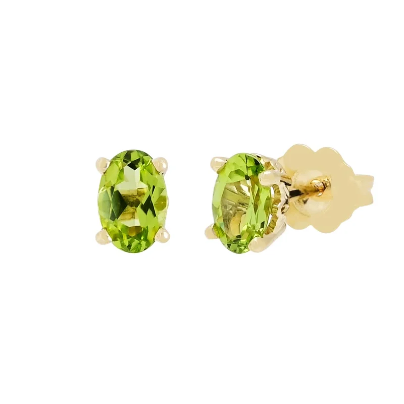 Oval Peridot Stud Earrings in 14kt Yellow Gold