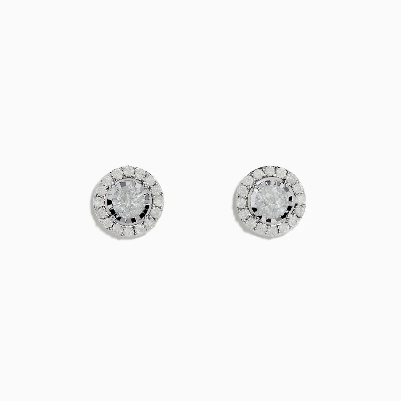 Pave Classica 14K White Gold Diamond Halo Stud Earrings 0.98 TCW