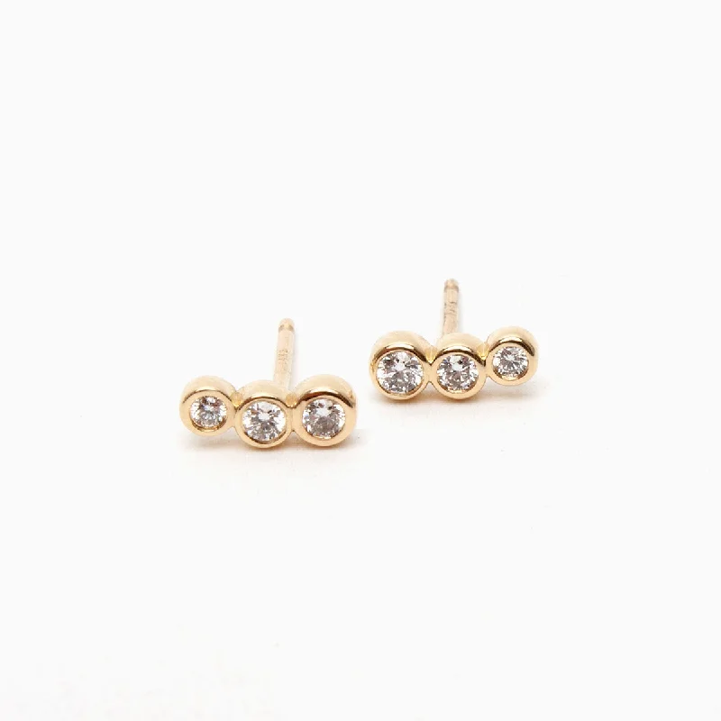 Three Stone Climber Stud Earrings