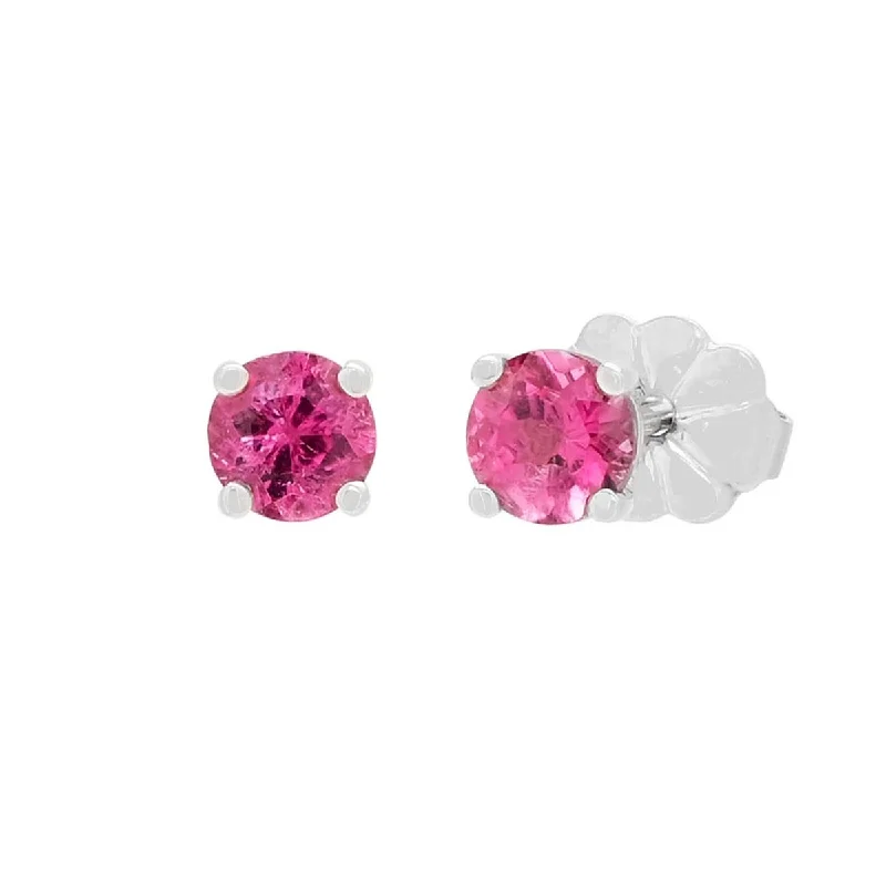 Pink Tourmaline Stud Earrings in 14kt White Gold (4mm)