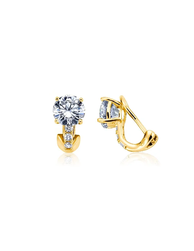 Postless Stud Earrings Finished in 18kt Yellow Gold