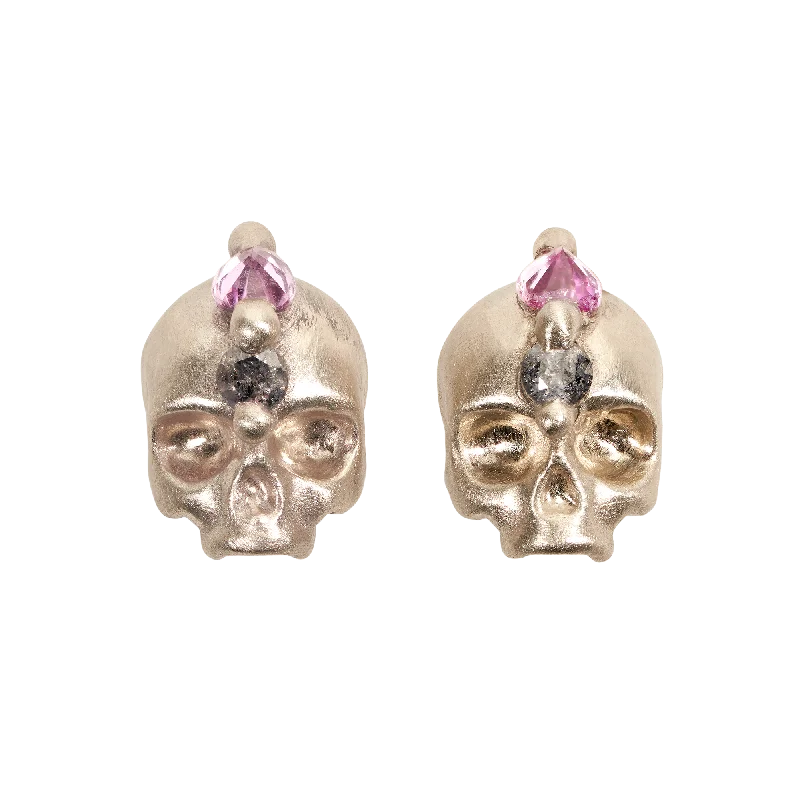 Purple Island Of Idols Skull Stud Earrings in White - 11647