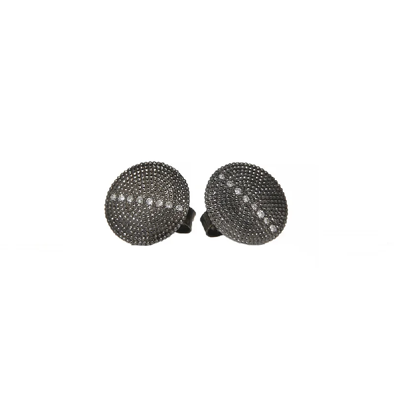 Rhodium Plated Diamond Stud Earrings