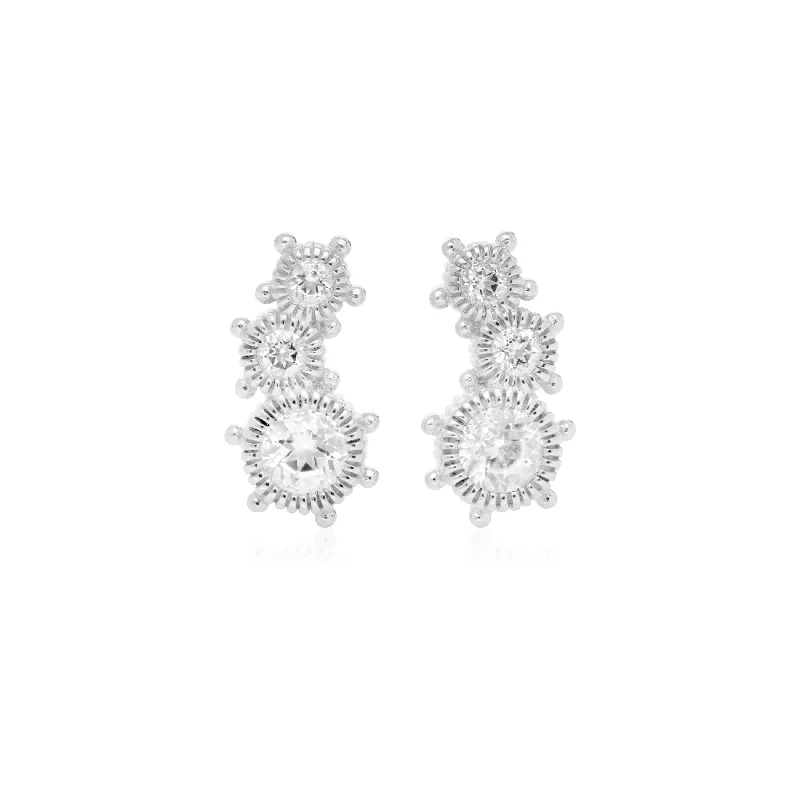 Santorini White Topaz Crawler Stud Earrings