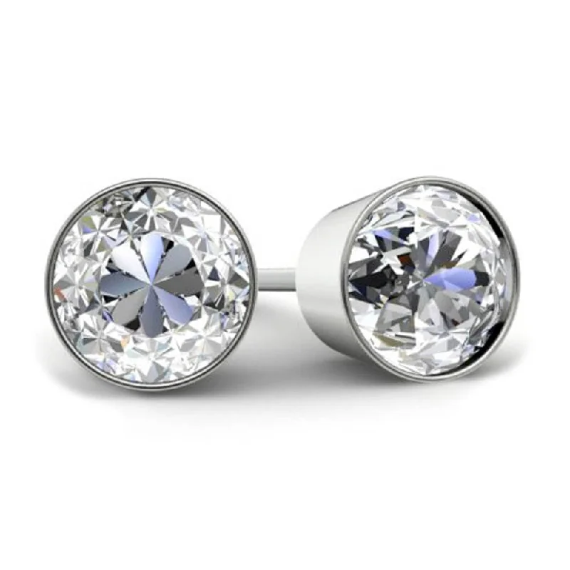 Round Brilliant Bezel Set Lab Created Diamond Stud Earrings