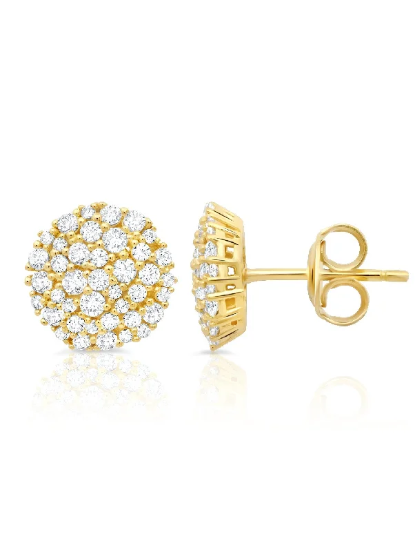 Round Glisten Stud Earrings Finished in 18kt Yellow Gold