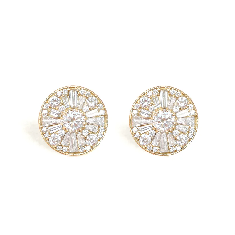 Round Shape Brilliant Cut Diamond Mosaic Stud Earrings