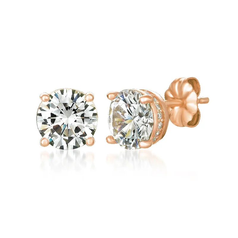 Royal Brilliant Cut Stud Earrings Finished in 18kt Rose Gold