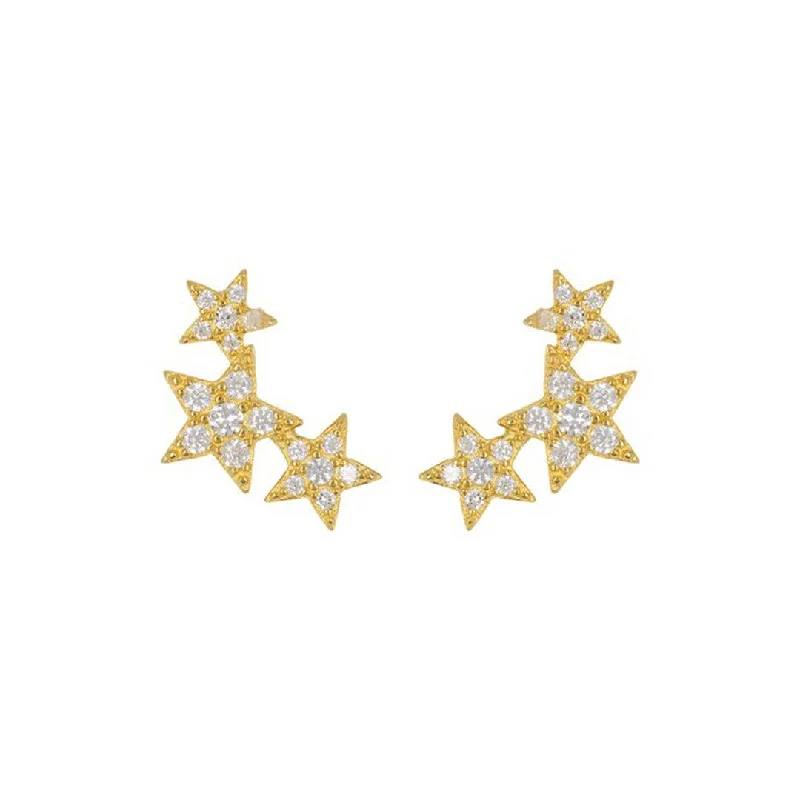 Gold Shooting Star Stud Earrings