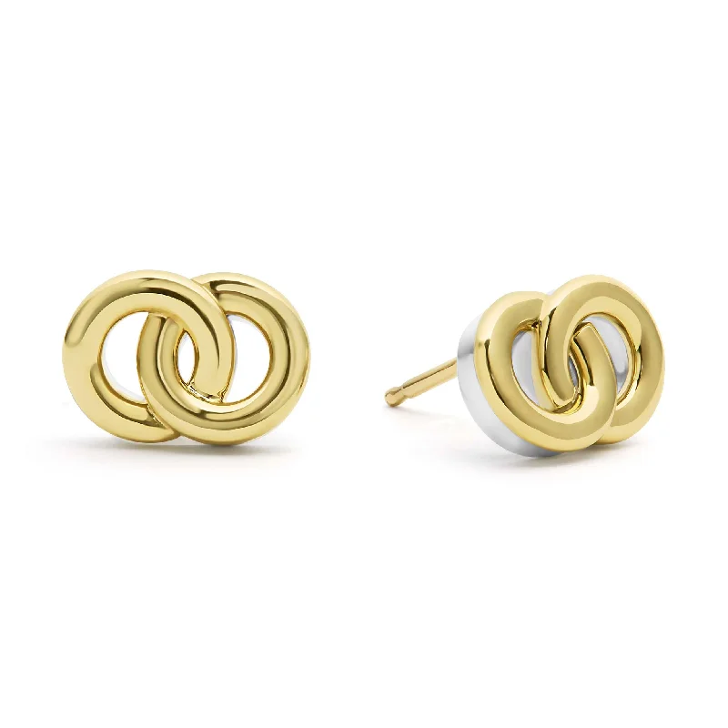 Signature Caviar Two-Tone Interlocking Stud Earrings