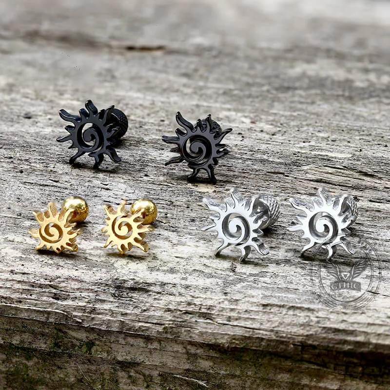 Simple Sun Pattern Stainless Steel Stud Earrings