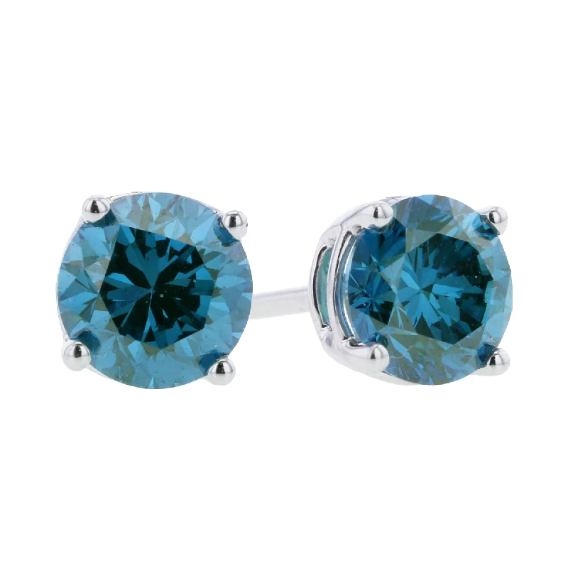 Sky Blue Diamond Stud Earrings 1/2ct