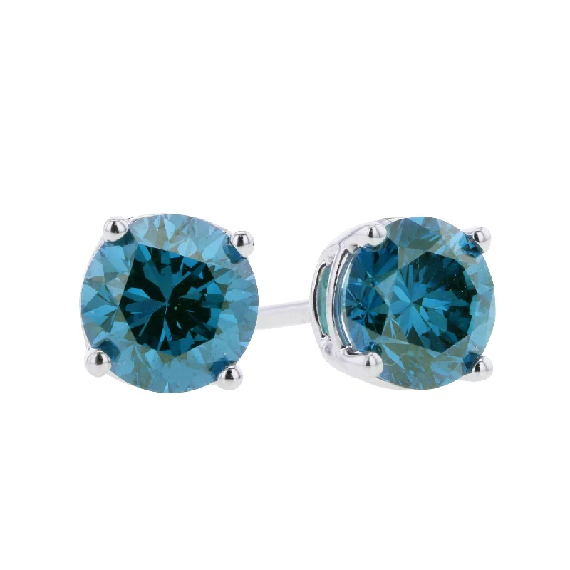 Sky Blue Diamond Stud Earrings 1/4ct