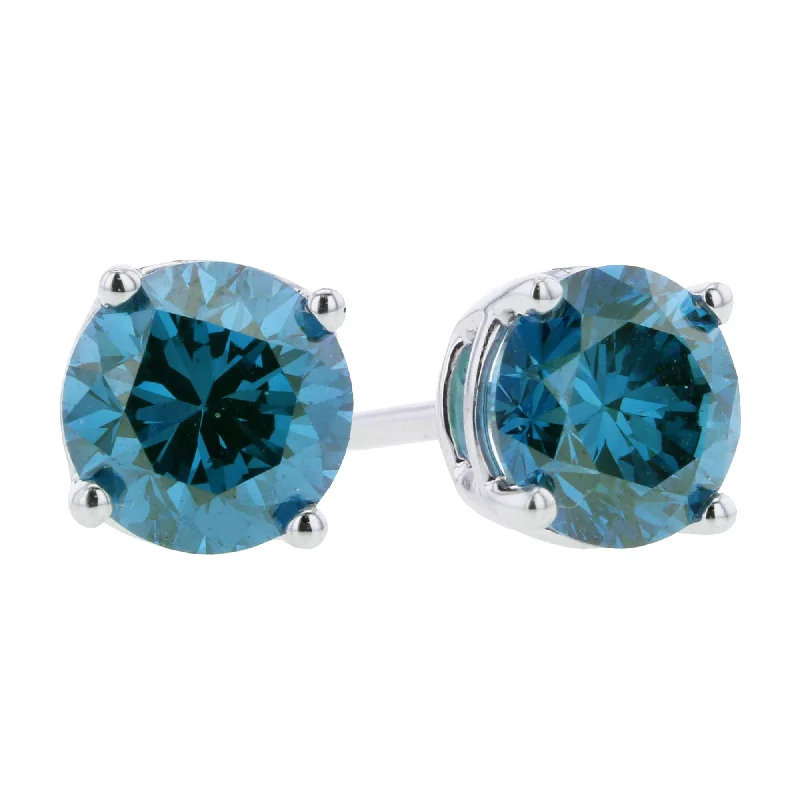 Sky Blue Diamond Stud Earrings 1ct