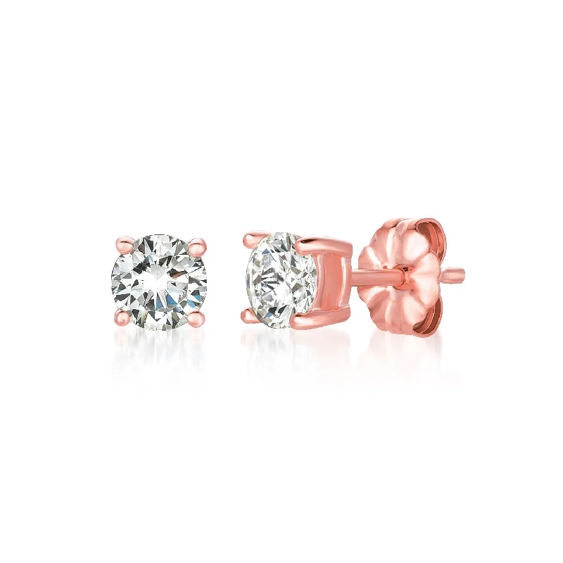 Small 1ct Brilliant Stud Earrings in Rose Gold