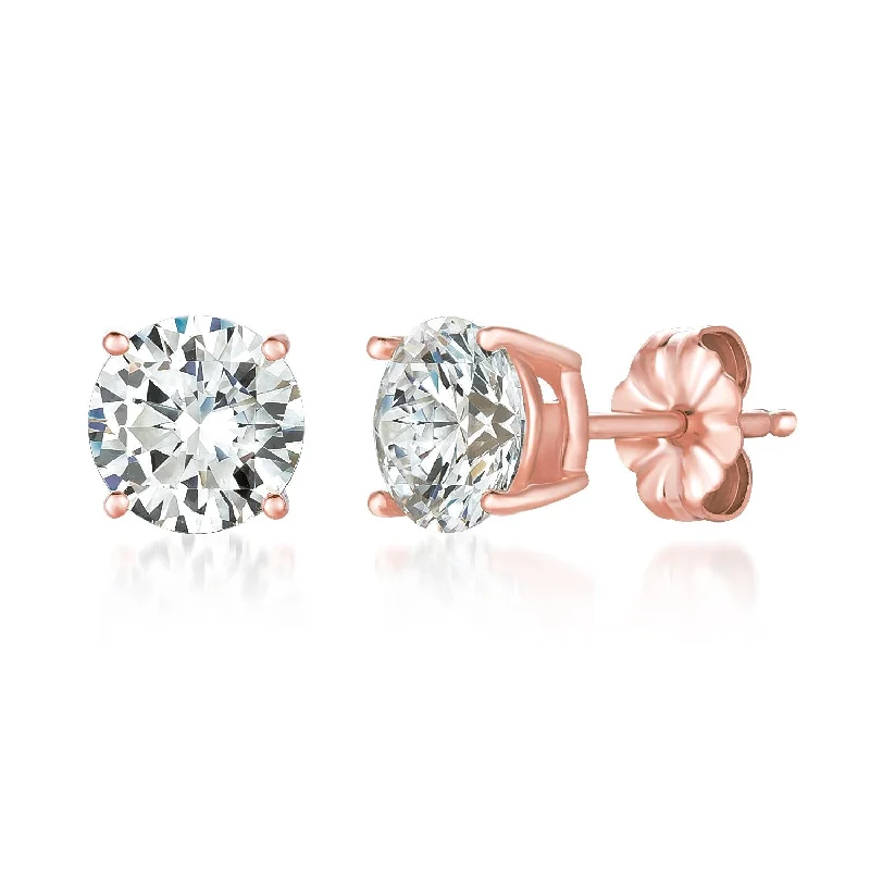 Solitaire Brilliant Stud Earrings Finished in 18kt Rose Gold - 3.0 Cttw