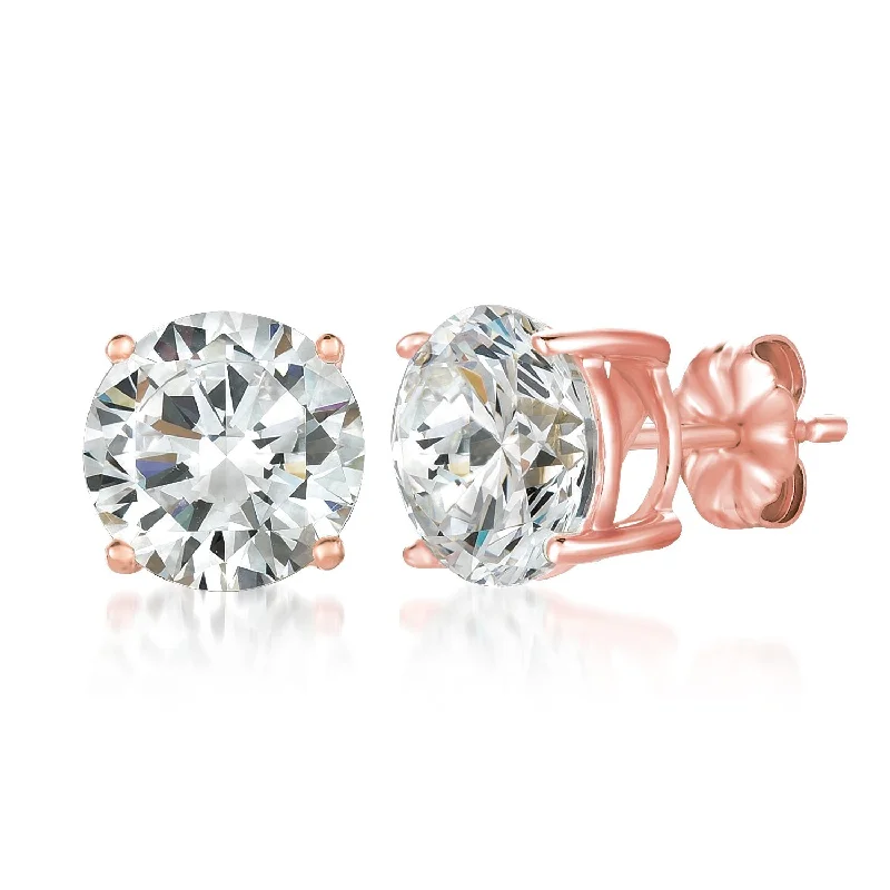 Solitaire Brilliant Stud Earrings Finished in 18kt Rose Gold - 6.0 Cttw