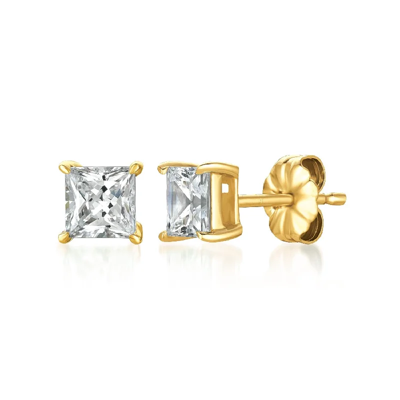 .75ct Princess Stud Earrings in Gold