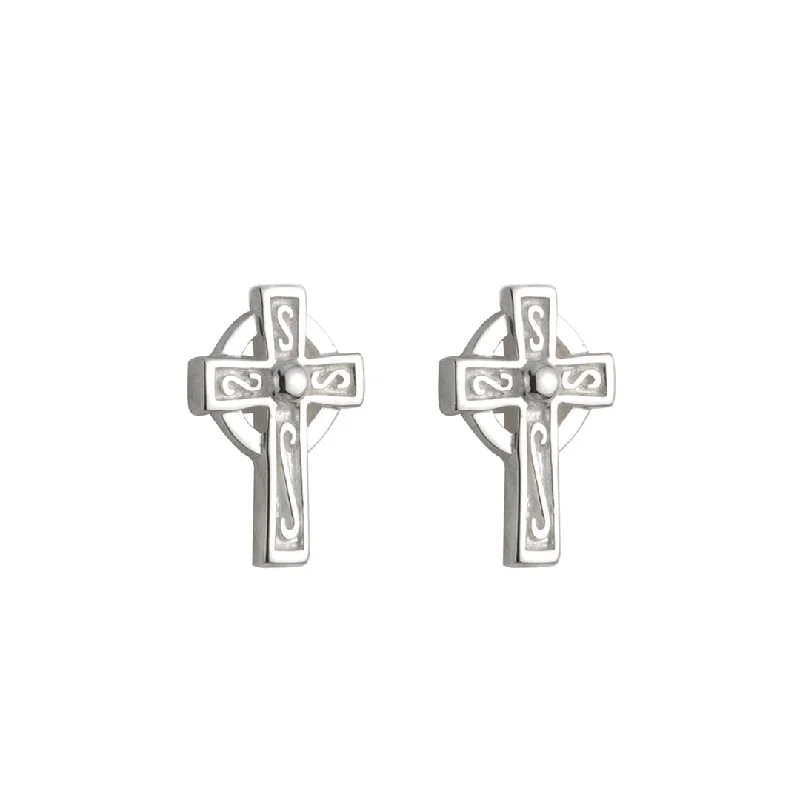 Silver Cross Stud Earrings